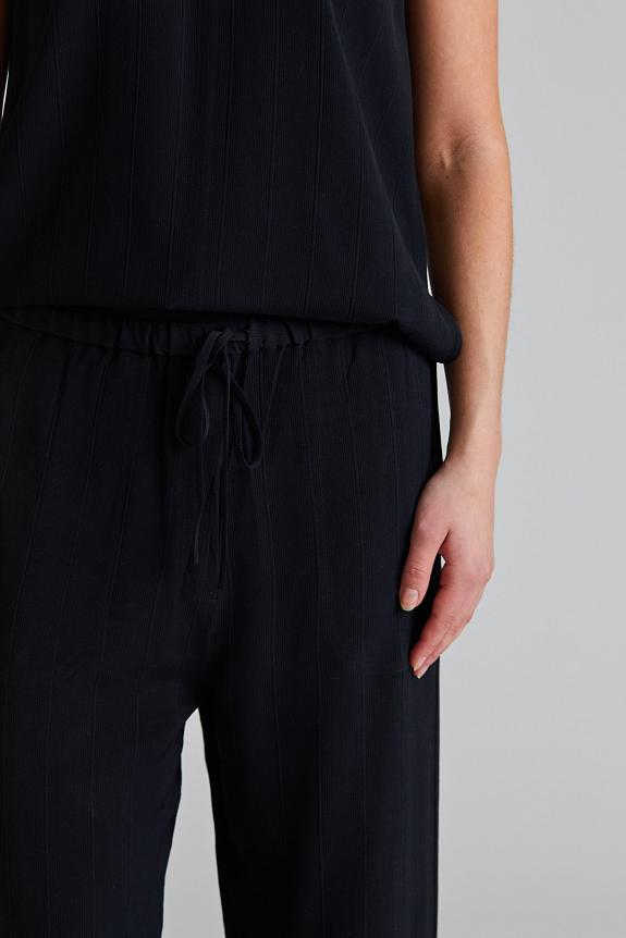 Toteme Woven Stripe Drawstring Trousers Black 